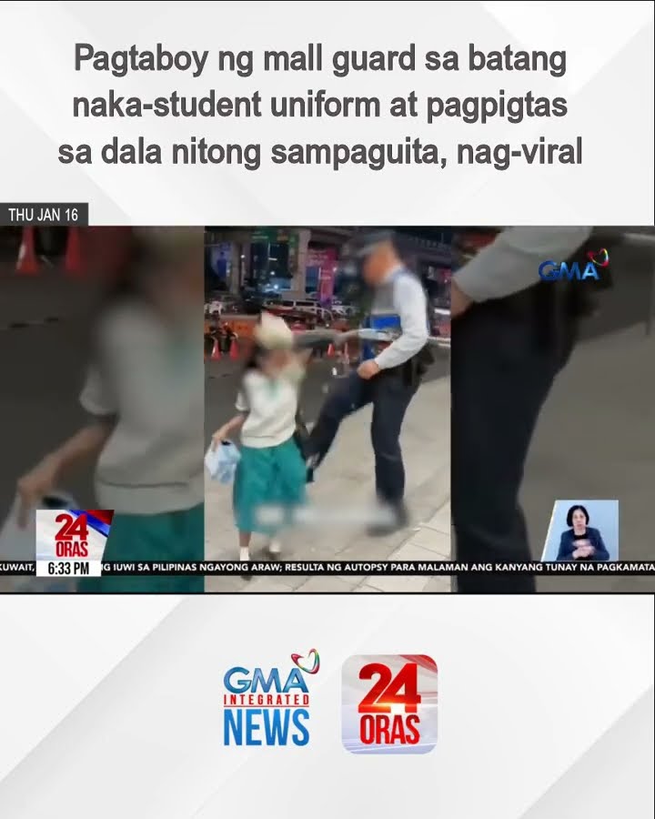 Pagtaboy ng mall guard sa batang naka-student uniform at pagpigtas sa dala nitong... | 24 Oras