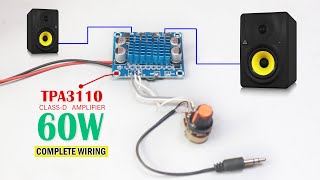 TPA3110 60W Amplifier Board wiring with Volume Connection in Hindi