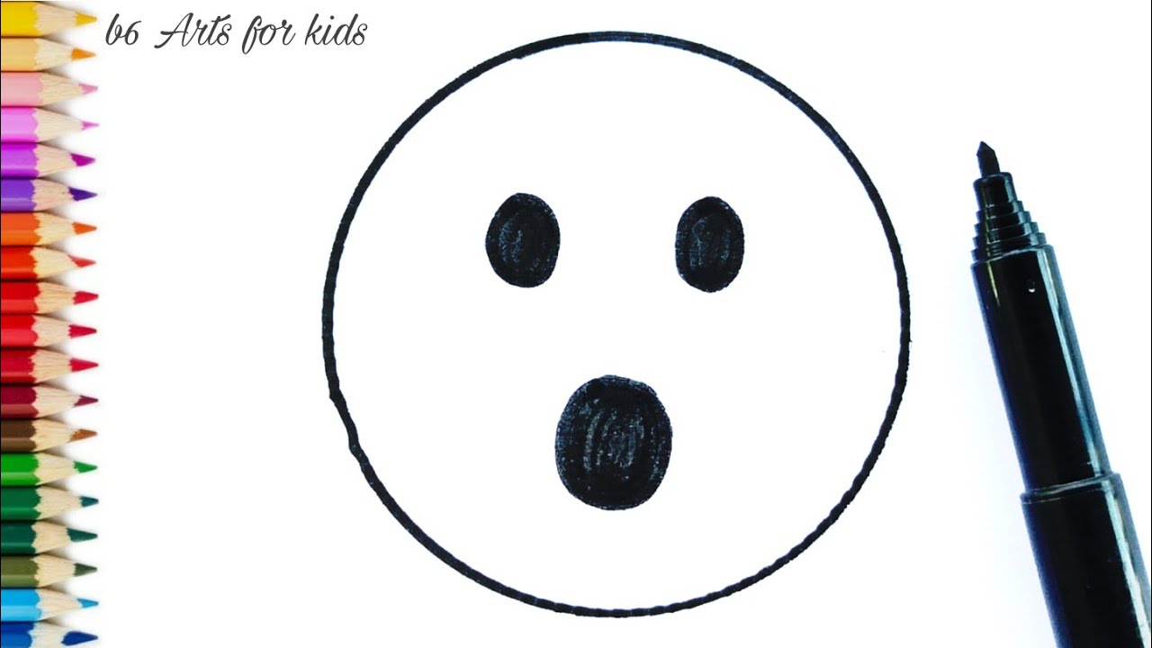 How to draw Face with open mouth emoji | b6 arts for kids