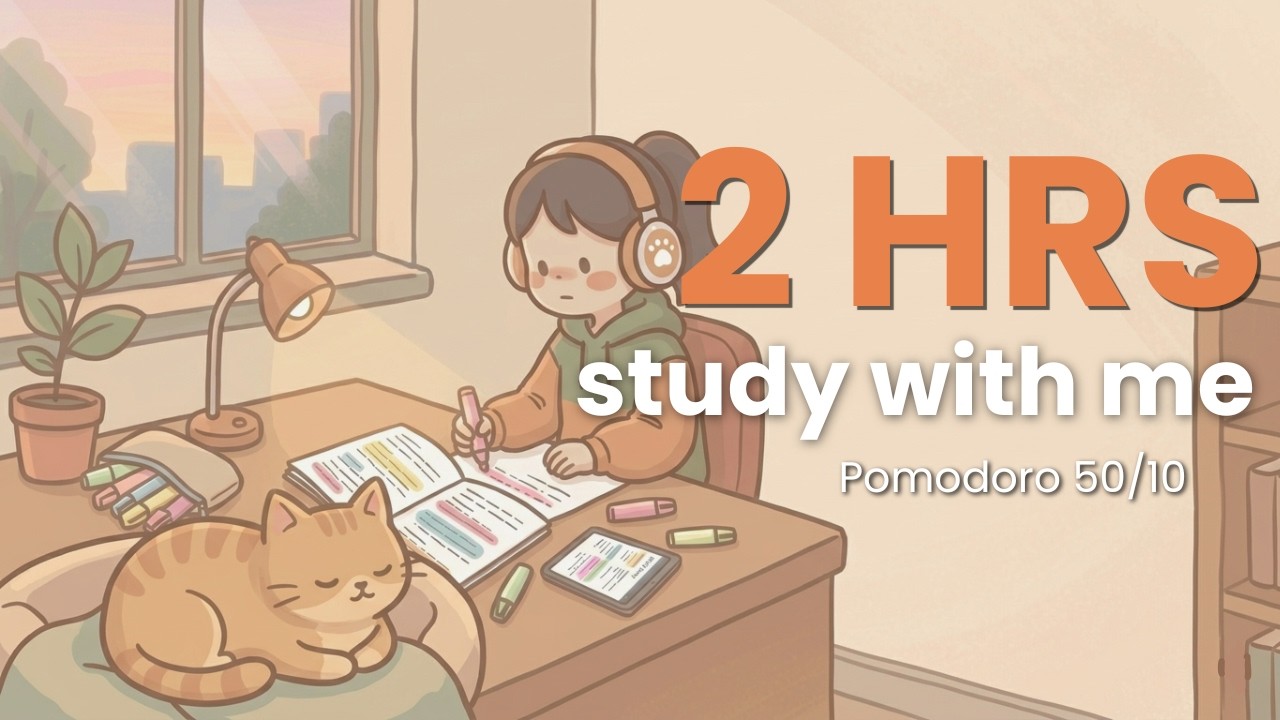 2 HOUR Study With Me 🍅 | Pomodoro 50/10 | Cozy Home Session ft. Kimi ...