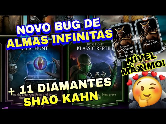 Mortal Kombat Bug de Almas Infinitas e Personagens Nível Máximo 