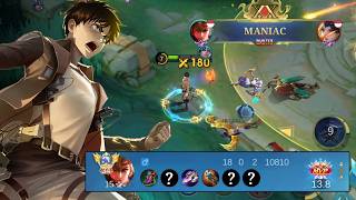 UNKILLABLE YIN 18 KILLS NO DEATH! MANIAC GAMEPLAY - Mobile Legends