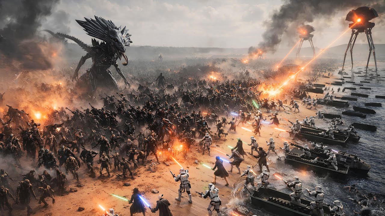 Darth Vader Beach Attack vs 4 MILLION Aliens, Predators & Zombies - Ultimate Epic Battle Simulator 2