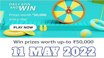 Amazon Funzone Daily Spin and Win Answers Today|11 May 2022| Daily Quiz Time