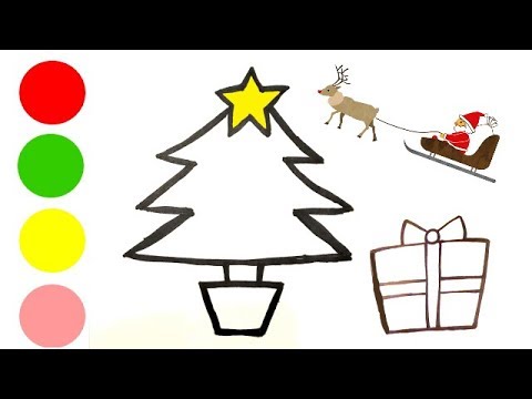 おえかきぬりえ キラキラのクリスマスツリーかいてみた Glitter Christmas Tree Coloring And Drawing Pikapika Toys Youtube