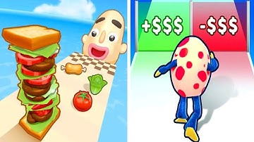 Sandwich Runner Vs Monster Egg - All Levels SpeedRun Gameplay Android iOS Ep 2