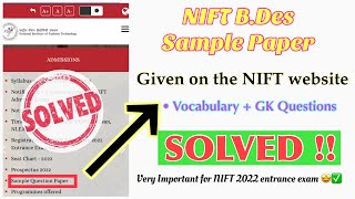 NIFT B.Des 2020 GAT [ORIGINAL Question Paper] Communication Ability + GK questions SOLVED in English