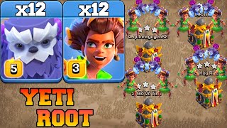 NEW Root Rider With Yeti Attack Th16 !! BEST Th16 Attack Strategy in Clash of Clans CWL Attack 2024