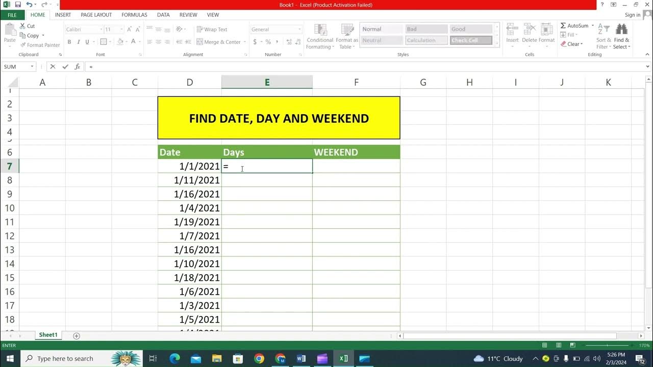 Find weekend in excel ms excel date functions excel weekend