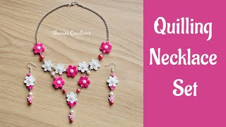 Quilling Necklace with Earrings/ DIY Mother's Day Gift/ Fashion Jewellery