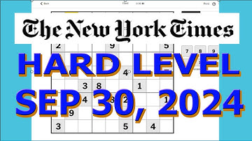 Hidden Triple Combines With Hidden Pair- Sudoku Solution New York Times | Hard Level September 30