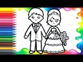 How to draw a bride and groom for children/Drawing for kids