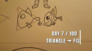 How to draw a Triangle to fish - Day 7 of 100 | Shape study