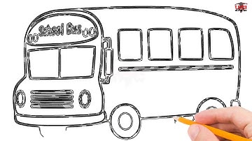 How to Draw a Bus Step by Step Easy for Beginners/Kids – Simple Buses Drawing Tutorial