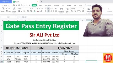 Gate Pass Entry Register Design For Private Company In Microsoft Excel