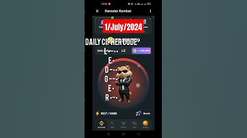 Hamster Kombat Daily Cipher Code 1/July/2024 #cryptocurrency #dailycombo #dailycombohamsterkombat