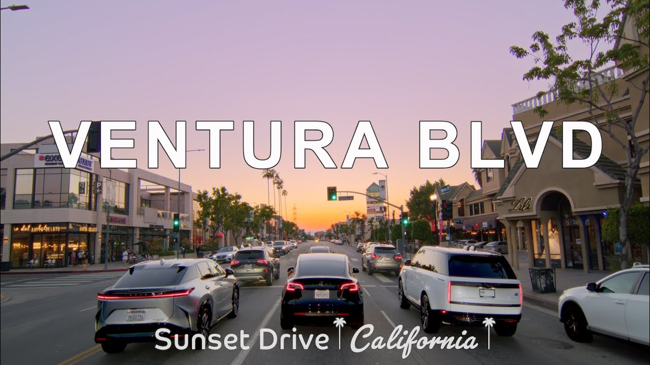 Driving Ventura Blvd at Sunset From Studio City to Woodland Hills - Los ...