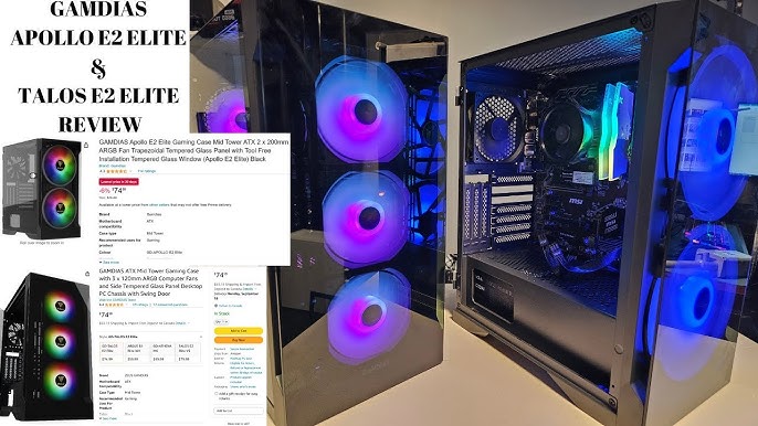  GAMDIAS White RGB Gaming ATX Mid Tower Computer PC