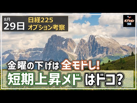 【日経225オプション考察】8/29 日経平均 急上昇で金曜の下げは全モドし！ 短期上昇メドはどこになる？