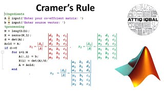 Cramer&#39;s Rule with MATLAB code