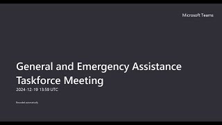 General Assistance Emergency Housing Task Force Meeting - December 19, 2024
