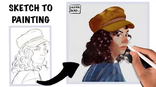 How to paint a stylized portrait in PROCREATE | from SKETCH to final RENDER | FULL PROCESS screenshot 5