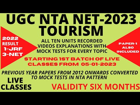 NET/JRF TOURISM 2023 BATCH 1 LIVE CLASSES TOURISM PREVIOUS YEAR Q.PAPERS TOURISM PDF NOTES MOCK TEST