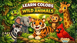 Learn Colors with Wild Animals 🐸🐘🐒 | Fun Jungle Color Song for Toddlers