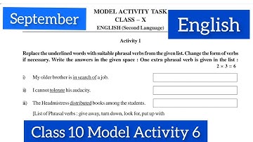 Class 10 english model activity task part 6 september 3rd series 2021 solution