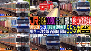 4K / 313系, DD200, EF210形機関車 新快速, 快速 120km/h 高速通過集!! 東海道本線 相見駅 三河安城駅 西岡崎駅 岡崎駅にて