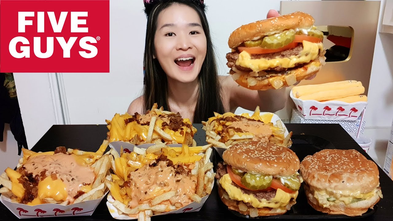 Back In LA! FIVE GUYS Cheeseburgers & IN-N-OUT Animal Fries - Burgers & Fries Mukbang Eating Asmr