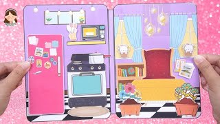 How to make paper doll house : Purple house Quite Book / DIY paper doll