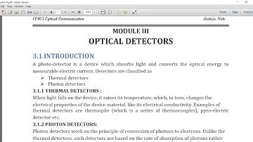 Optical Communication Module 3 Part 1 - Optical detectors and Characteristics
