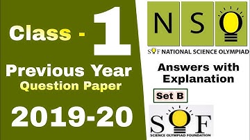 NSO Class 1 Question Paper 2019-20 - Set B - National Science Olympiad