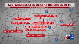 13 storm-related deaths reported in TN