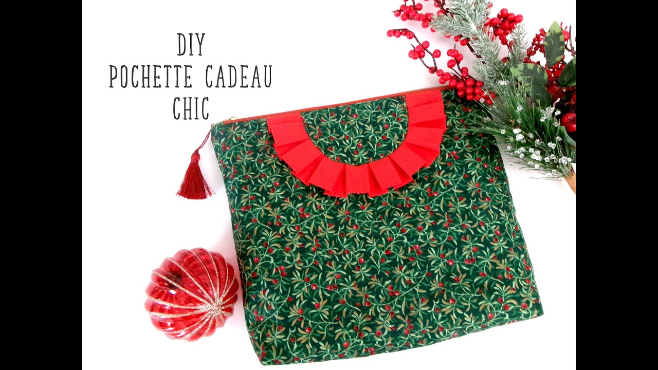 Coudre une pochette chic de Noël, tuto emballage cadeau