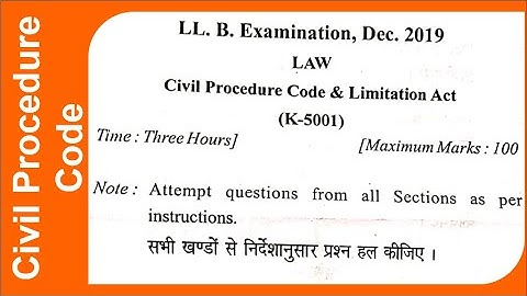 CCS University LLB Previous Year Paper - Civil Procedure Code 2019 K-5001