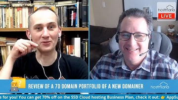 Review of a 70 domain portfolio of a new domainer and live Q&A - Wednesday Domain Evening #live