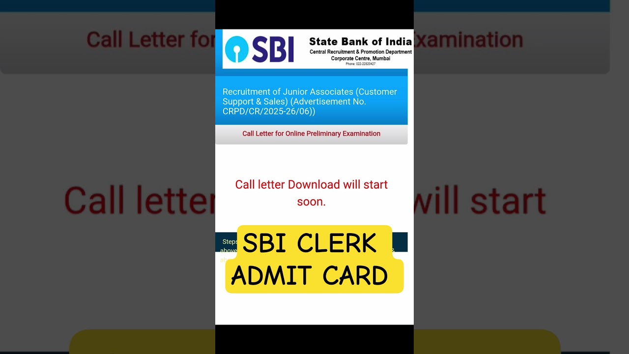SBI Clerk Prelims Admit Card 