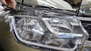 Renault Duster бронирование фар   headlight armoring dacia duster / Видео
