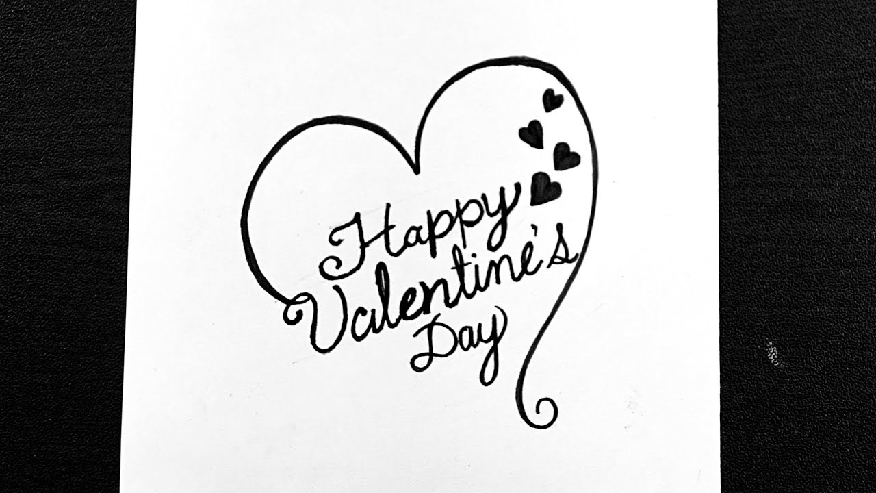 Hand Drawn Elegant Modern Brush Lettering Of Happy Valentines Day