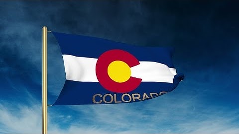 Colorado Flag Slider Style With Title. Waving In The Wind With Cloud Background Stock Animation
