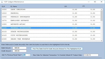 C Sharp Code for Making a Double Entry General Ledger Posting (Method 2)