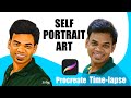 Self portrait art procreate timelapse  avi vinay