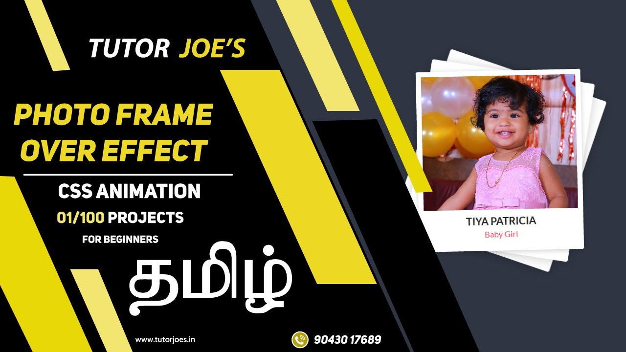 Photo Frame Hover Effect in Tamil | CSS Animation Project 1/100 - YouTube