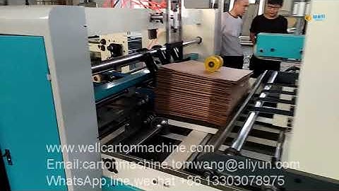 Corrugated cardboard folding gluing machine video