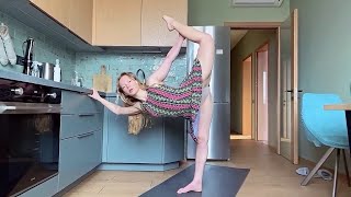 Stretching Yoga Flow - Stretching In A Dress At The Kitchen 
