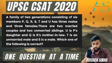 A family of two generations consisting of six members P,Q,R,S,T and U| UPSC CSAT 2020 PYQ Solution |