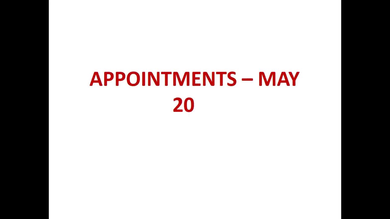 May Appointments 2020