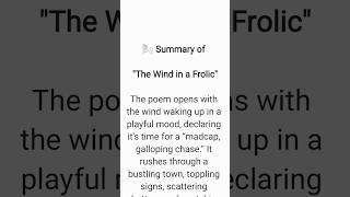 The Wind in a Frolic Summary